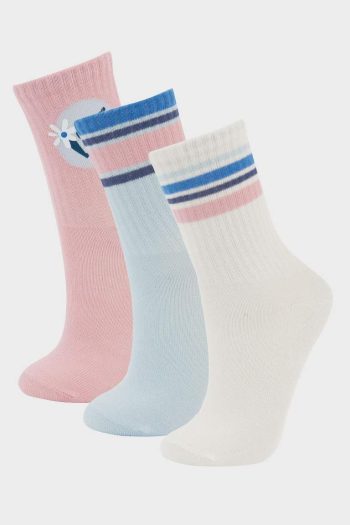 Girls' Cotton Long Socks Set of 3