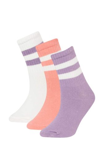Girls' Cotton Long Socks - Set of 3