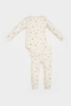 Boys' 2-Piece Ribbed Cotton Printed Long Sleeve Bodysuit with Elastic Waist Pants
