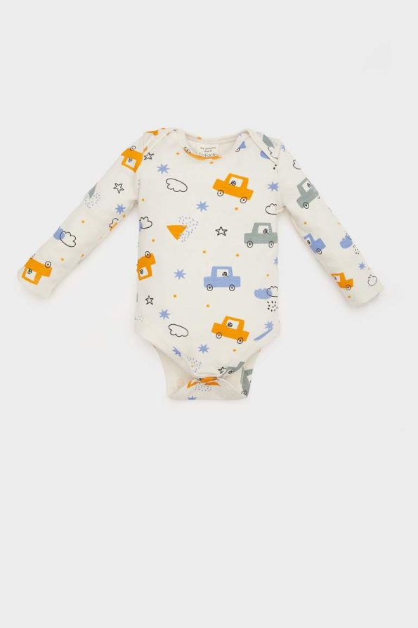 Baby Boy Newborn Printed Long Sleeve Snap Bodysuit