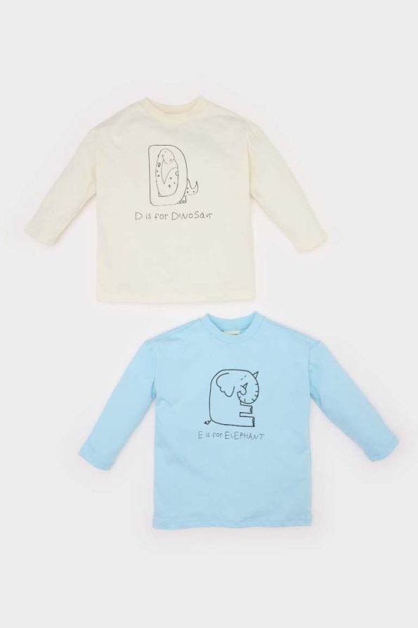 Baby Boys' Newborn Printed Crew Neck Long Sleeve T-Shirt Set