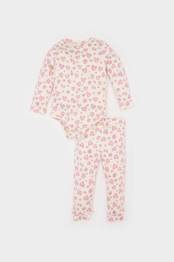 Leopard Print Long Sleeve Bodysuit and Pants Set for Baby Girls