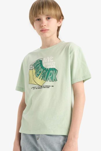 Boys' Printed Short Sleeve Crew Neck T-Shirt