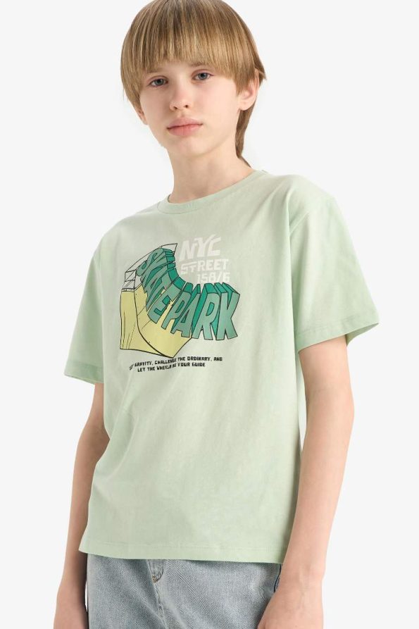 Boys' Printed Short Sleeve Crew Neck T-Shirt