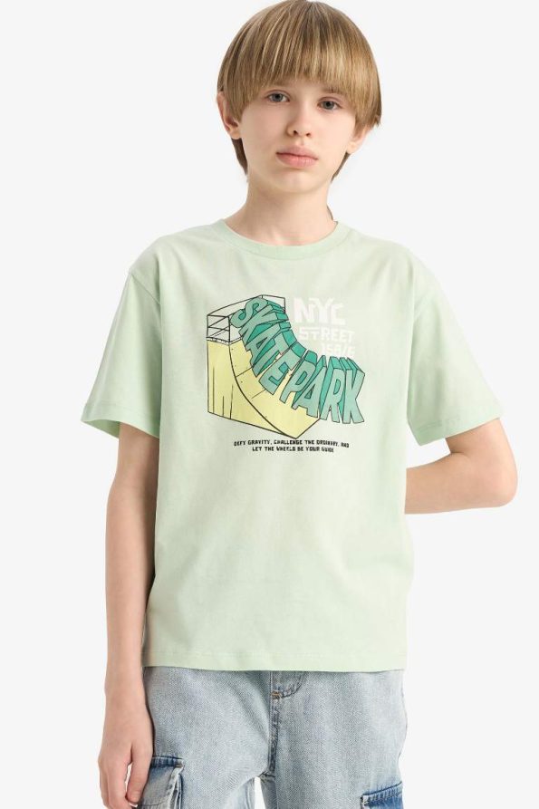 Boys' Printed Short Sleeve Crew Neck T-Shirt