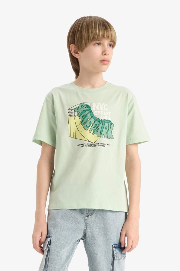 Boys' Printed Short Sleeve Crew Neck T-Shirt