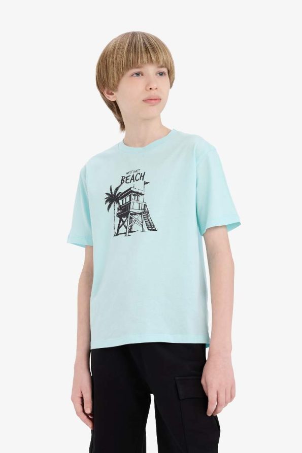 Boys' Short Sleeve Printed Crew Neck T-Shirt