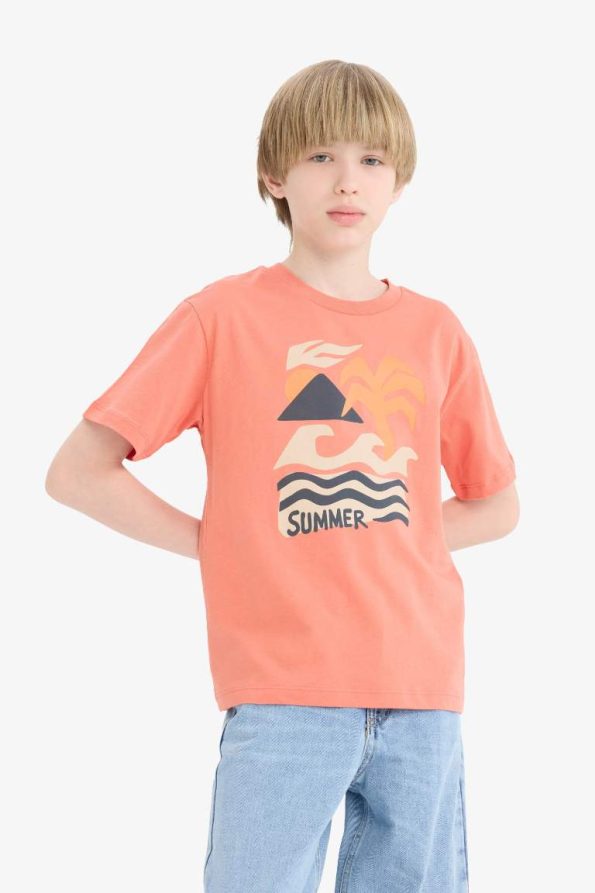 Boys' Printed Crew Neck Short Sleeve T-Shirt