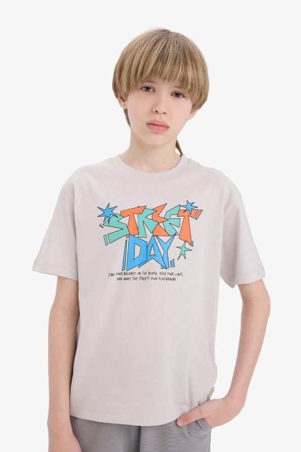 Boys' Short Sleeve Printed Crew Neck T-Shirt
