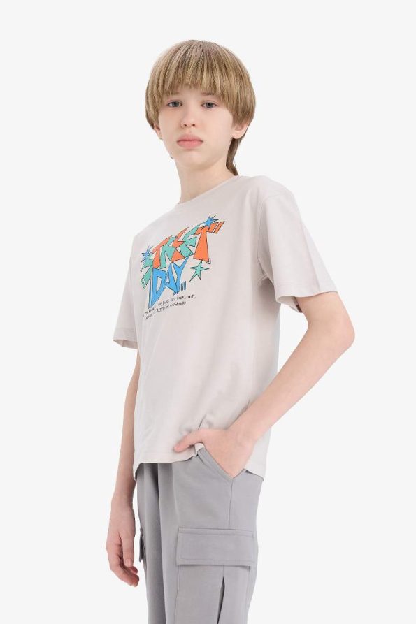 Boys' Short Sleeve Printed Crew Neck T-Shirt