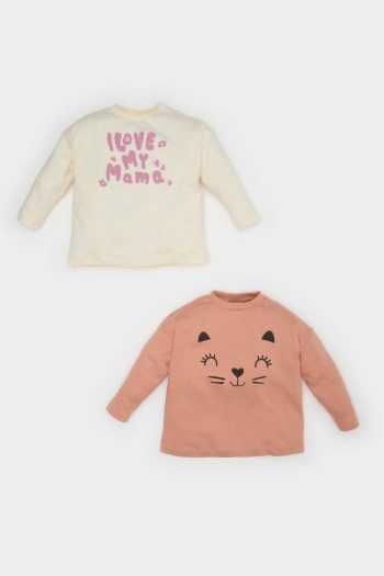 Baby Girl Newborn Printed Cotton Long Sleeve T-Shirt Set