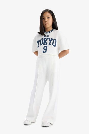 Girls' 2-Piece Set Printed Short Sleeve T-Shirt with Elastic Waist Pants
