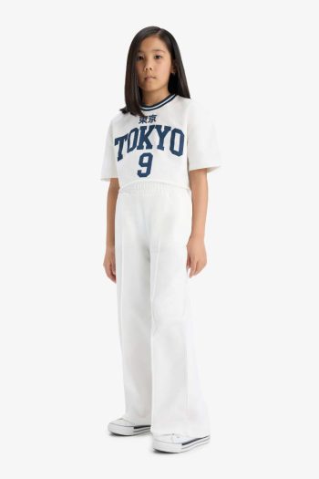 Girls' 2-Piece Set Printed Short Sleeve T-Shirt with Elastic Waist Pants