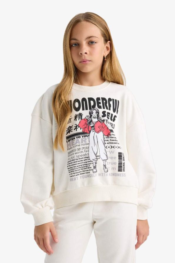 Girls' 2-Piece Printed Sweatshirt and Joggers Set