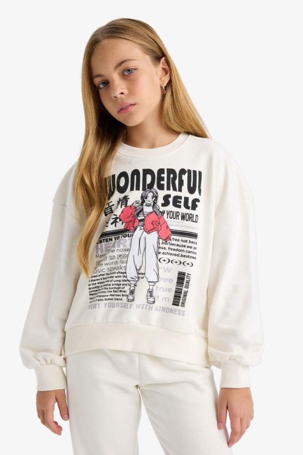 Girls' 2-Piece Printed Sweatshirt and Joggers Set