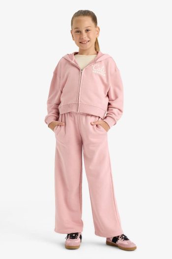 Girls' 2-Piece Set Printed Hooded Zip-Up Sweatshirt and Jogger Pants