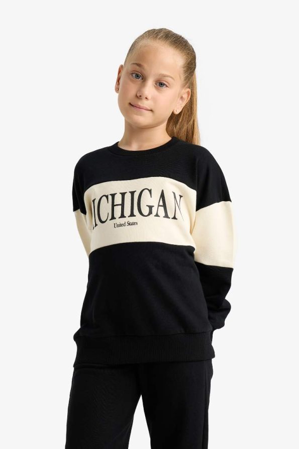 Girls' Two-Piece Printed Sweatshirt and Jogger Set