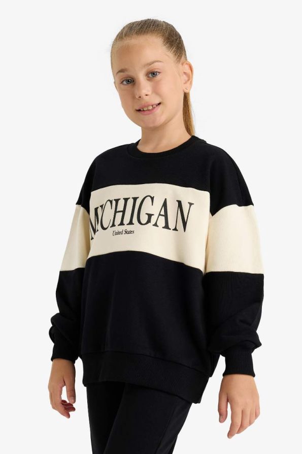 Girls' Two-Piece Printed Sweatshirt and Jogger Set