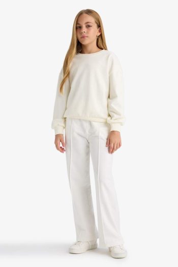 Girls' School Relax Fit Printed Crew Neck Sweatshirt Set