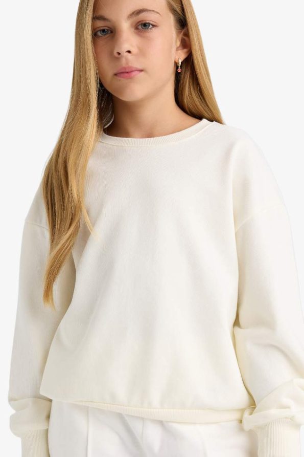 Girls' School Relax Fit Printed Crew Neck Sweatshirt Set