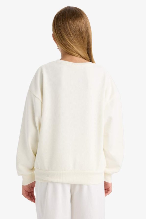 Girls' School Relax Fit Printed Crew Neck Sweatshirt Set