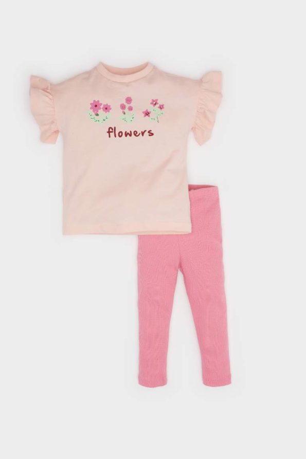 Baby Girl 2-Piece Floral Short Sleeve T-Shirt and Leggings Set