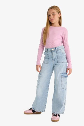 Girls' Back to School Slim Fit Long Sleeve Ribbed T-Shirt Set