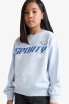 Girls' Relax Fit Printed Crew Neck Sweatshirt