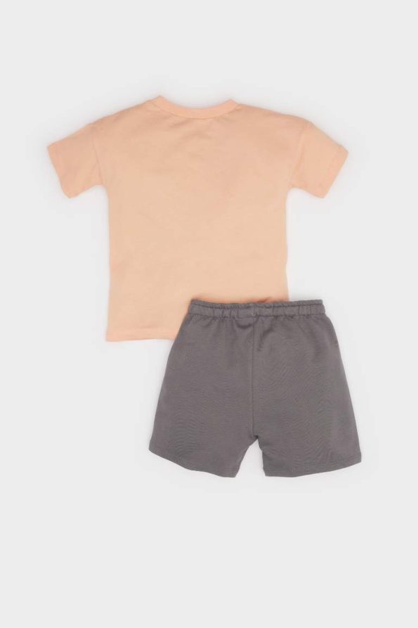 Boys' 2-Piece Set with Palm Print T-Shirt and Elastic Waist Shorts