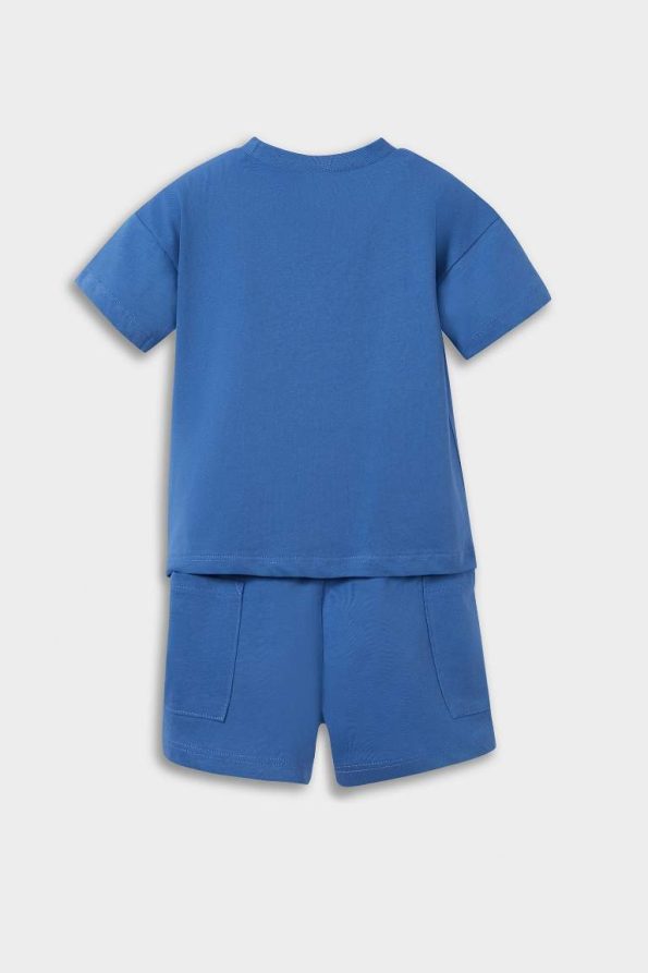 Boys' 2-Piece Set with Palm Print Short Sleeve T-Shirt and Elastic Waist Shorts