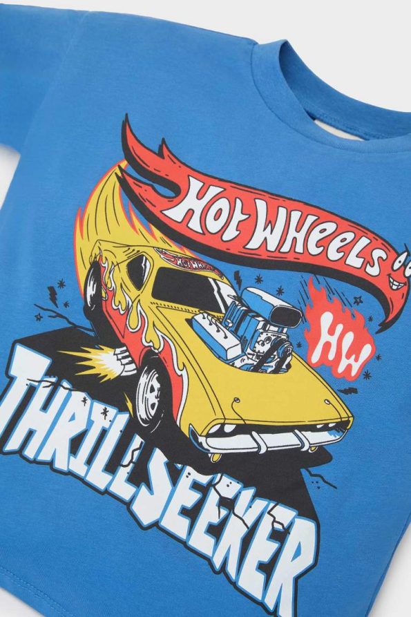 Boys' Hot Wheels 2-Piece Set Short Sleeve T-Shirt and Elastic Waist Shorts