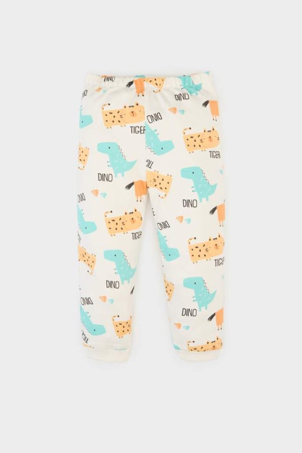 Boys' Patterned Long Sleeve Pajama Set with Elastic Waist Pants