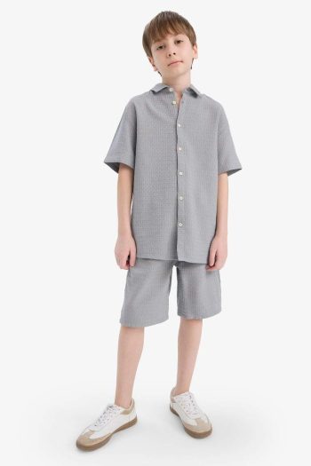 Boys' Textured Short Sleeve Polo Shirt