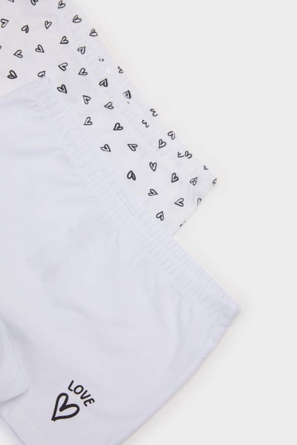 Girls' Heart Patterned 2-Pack Boxer Shorts