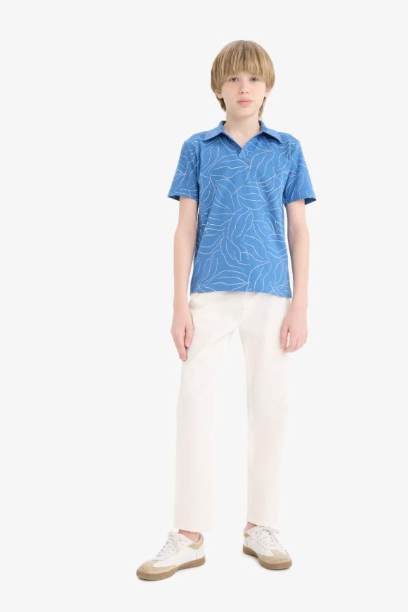 Boys' Short Sleeve Apache Collar Patterned T-Shirt
