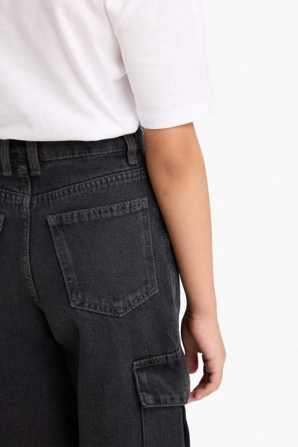 Girls' Wide Leg Cargo Jeans