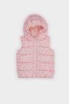 Girls' Waterproof Windproof Hooded Patterned Puffer Vest