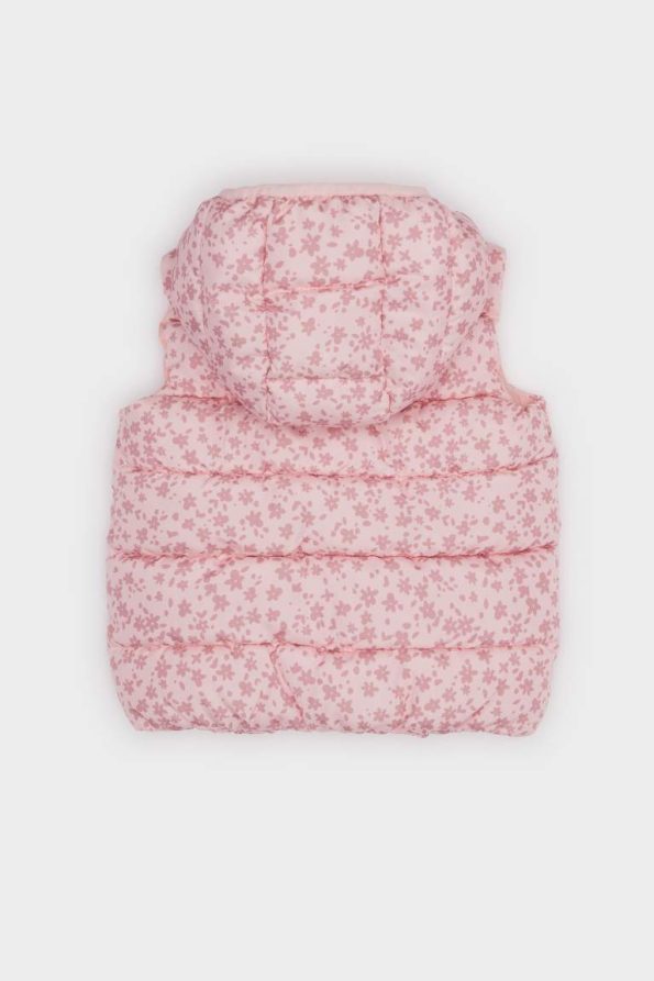 Girls' Waterproof Windproof Hooded Patterned Puffer Vest