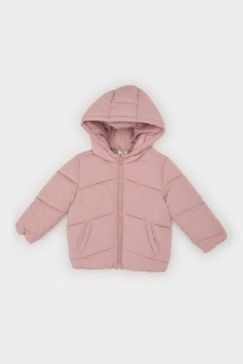 Girls' Waterproof Windbreaker Hooded Puffer Jacket