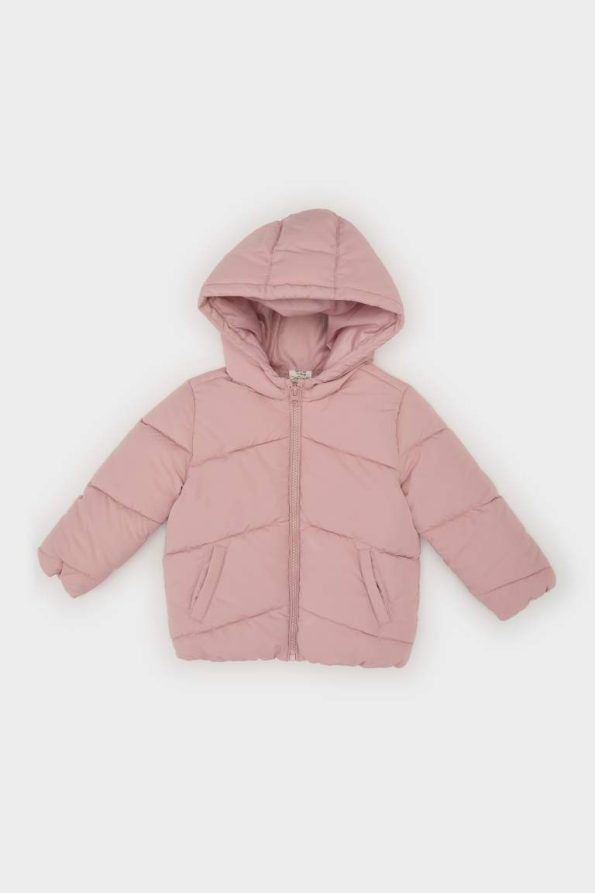Girls' Waterproof Windbreaker Hooded Puffer Jacket