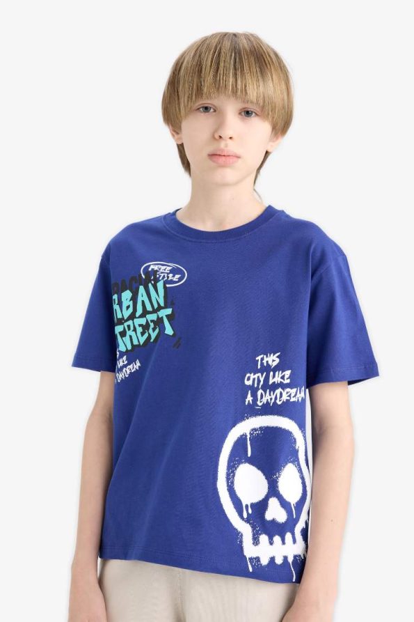 Boys' Printed Crew Neck Short Sleeve T-Shirt
