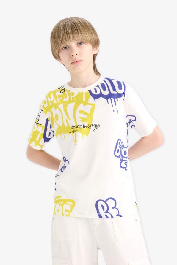 Boys' Printed Crew Neck Short Sleeve T-Shirt