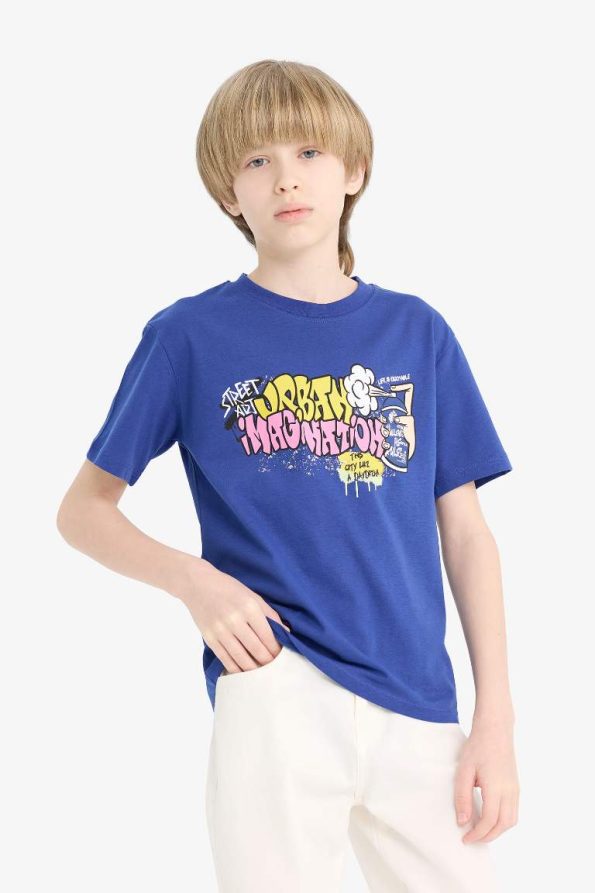 Boys' Short Sleeve Printed Crew Neck T-Shirt