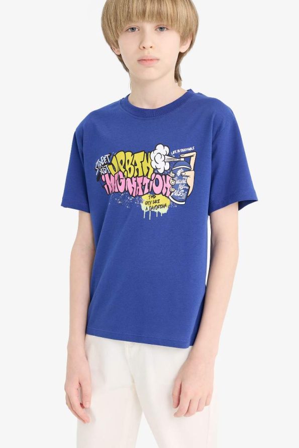 Boys' Short Sleeve Printed Crew Neck T-Shirt