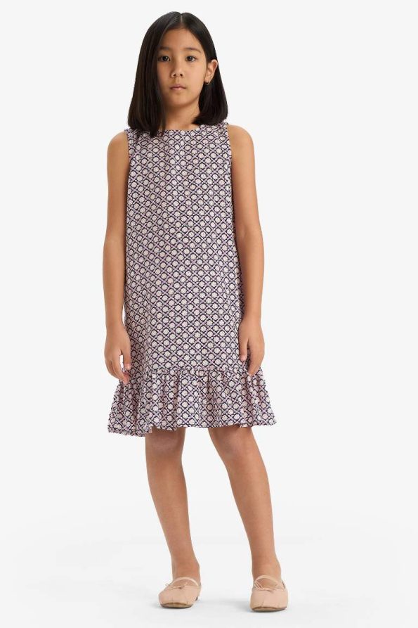 Girls' Patterned Sleeveless Viscose Summer Dress