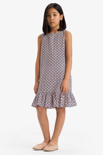 Girls' Patterned Sleeveless Viscose Summer Dress