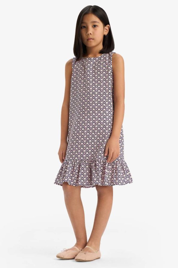 Girls' Patterned Sleeveless Viscose Summer Dress