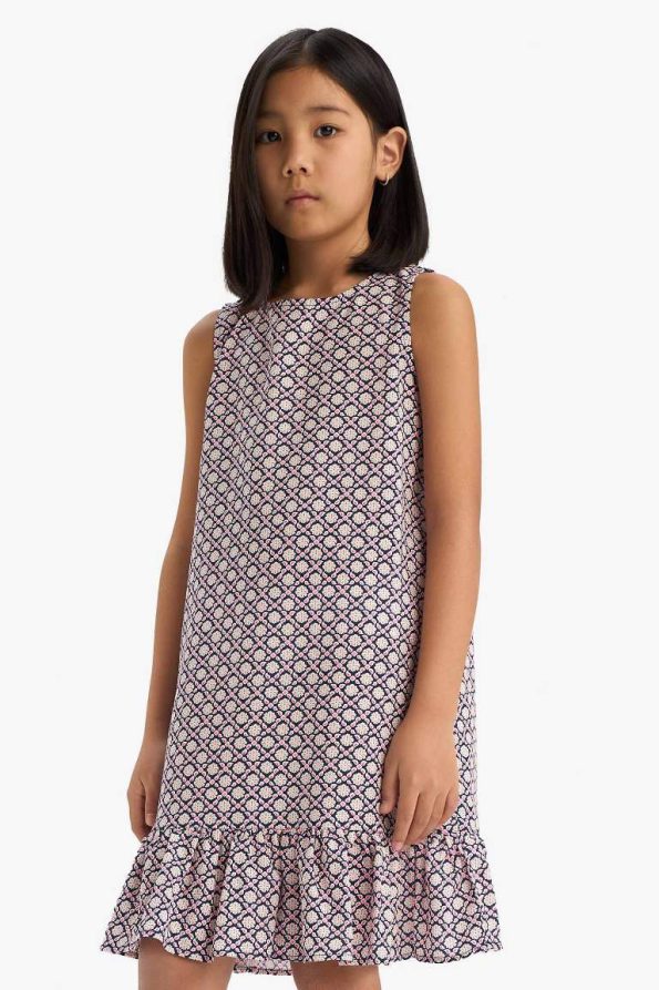 Girls' Patterned Sleeveless Viscose Summer Dress