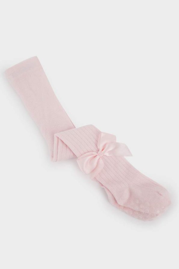 Girls' Cotton Tights with Ribbon