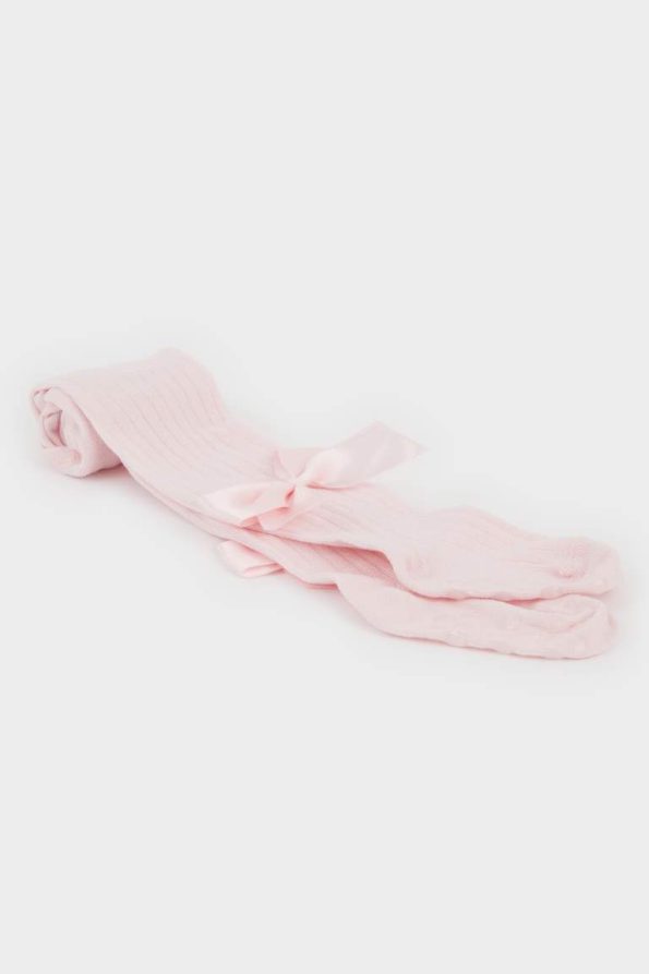 Girls' Cotton Tights with Ribbon